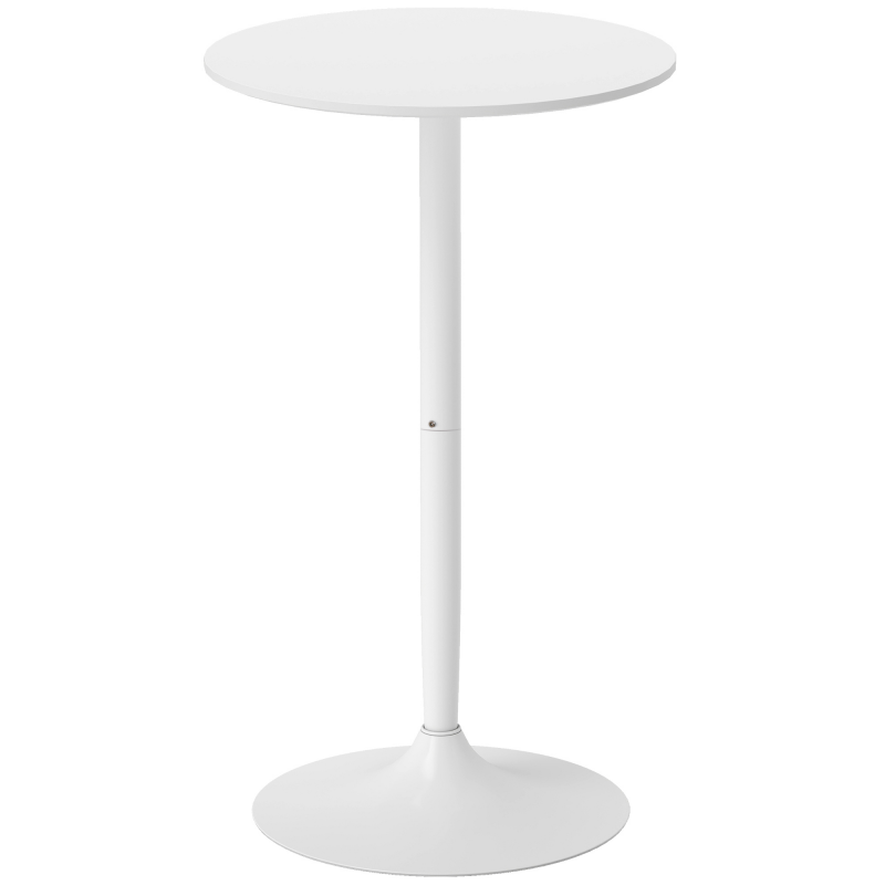 HOMCOM Bartisch Stehtisch runder Küchentisch Ø60 cm für Wohnzimmer Esszimmer Stahl weiß höhenverstellbar Aosom.de – Bild 1 von 2