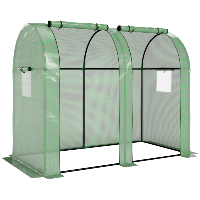 Outsunny Foliengewächshaus 2 Rolltüren winddicht mit Seitenfenster UV-Schutz für Garten Tomatenhaus aus PE in Grün Aosom.de – Bild 1 von 2