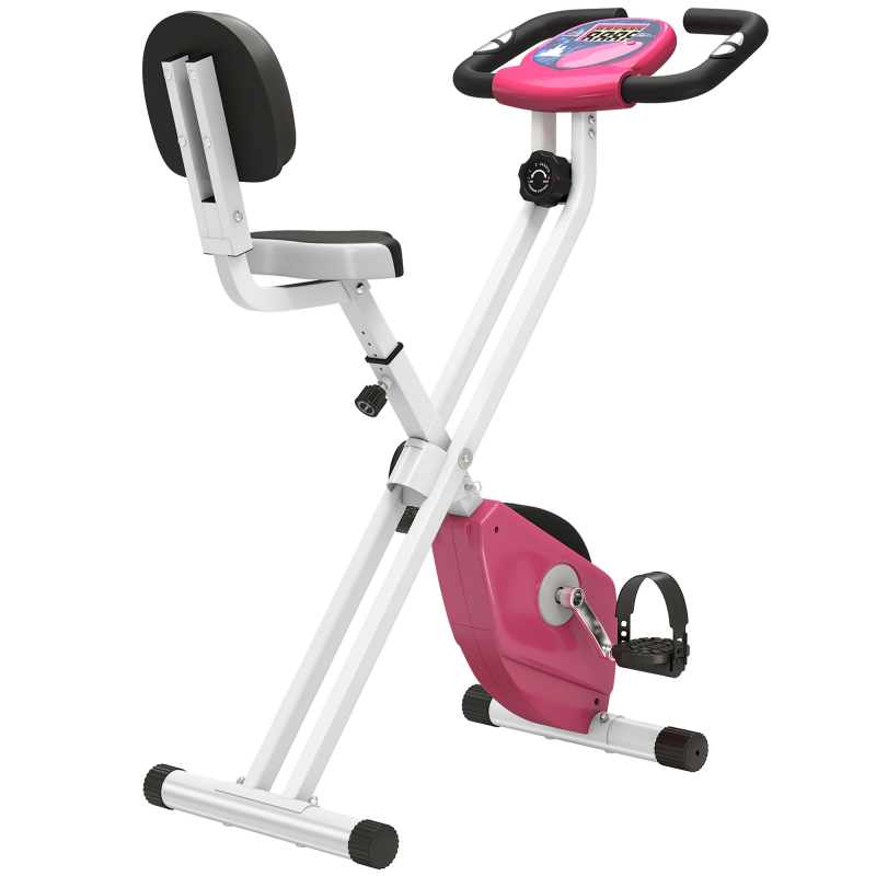 HOMCOM Heimtrainer F-Bike Fahrradtrainer mit 8-stufig einstellbarem Magnetwiderstand, höhenverstellbar, Stahl, Rosa und Weiß, kompakt 43 x 97 x 109 cm Aosom.de – Bild 1 von 2