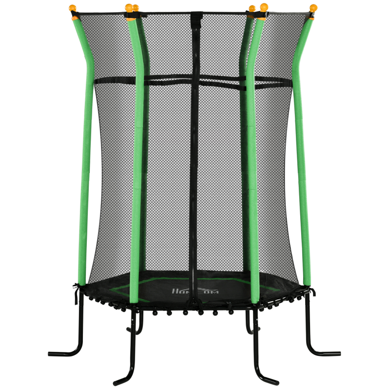 HOMCOM Kinder Trampolin Ø163,5 cm, Indoor Trampolin mit Sicherheitsnetz Randabdeckung Gummiseil, Kindertrampolin bis 50 kg, für Kinder 3-10 Jahre Grün Aosom – Bild 1 von 2