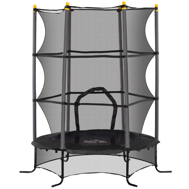 HOMCOM Kindertrampolin Ø163 cm, Trampolin mit Sicherheitsnetz, Randabdeckung, Gartentrampolin für Kinder 3-10 Jahre, bis 50 kg belastbar, Schwarz Aosom – Bild 1 von 2
