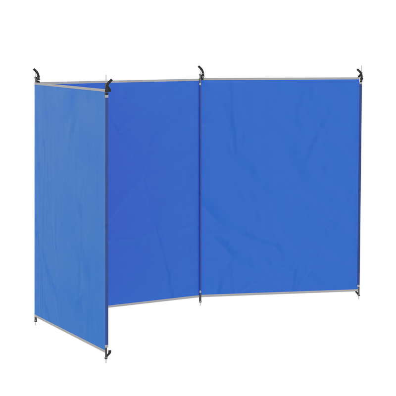 Outsunny Windschutz faltbar Camping Sichtschutz mit Tragetasche Stahlstangen Windfang Zaun Strandwindschutz Strandschutz für Camping Garten, Strand, Terrasse 450 x 150 cm Blau Aosom – Bild 1 von 2
