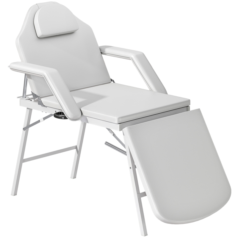 HOMCOM Mobile Massageliege 3 Zonen Klappbar Massagetisch Höhenverstellbar 82 cm Breit Massagebank mit Kopfstütze, Armlehne, Stahlfüßen Massagebett Kosmetikliege Weiß Aosom – Bild 1 von 2