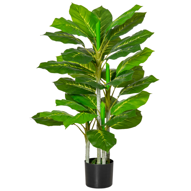 HOMCOM Künstlicher Baum 95 cm Kunstpflanze mit 33 Blättern, Topf, künstliche Pflanze Plastik wie echt Deko für Wohnzimmer Schlafzimmer Büro Garten Aosom – Bild 1 von 2