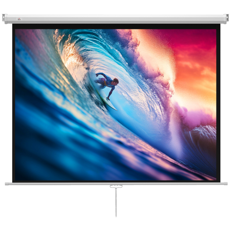 HOMCOM Beamer Leinwand 171 x 128 cm 84 Zoll 4:3 HD 4K Projektionsleinwand Rollo-Leinwand für Heimkino Büro-Präsentationen Aosom – Bild 1 von 2