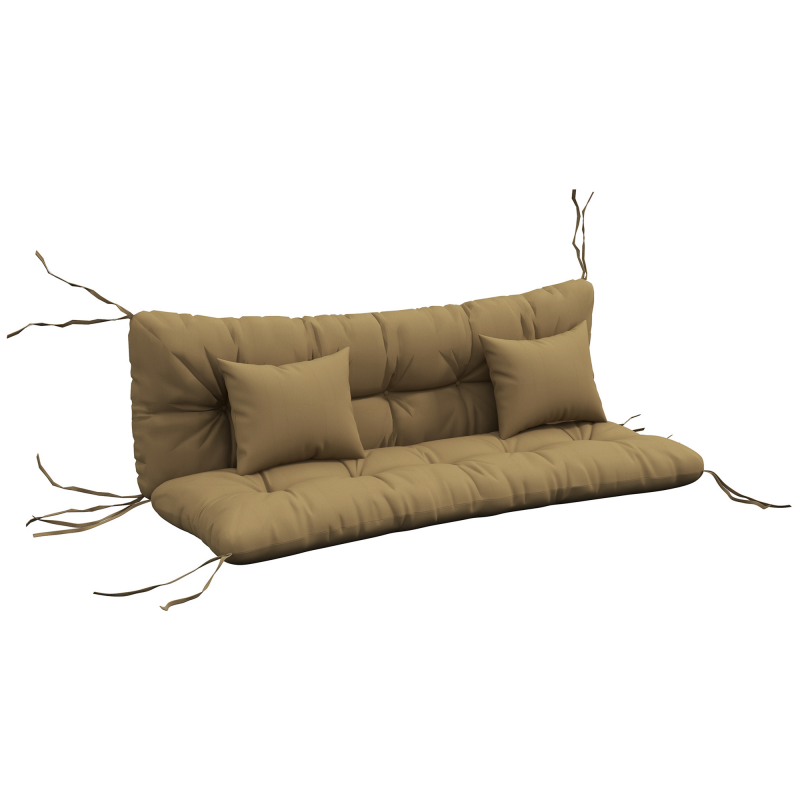 Outsunny 4er-Set Sitzkissen, 150x50 cm wasserabweisend Stuhlkissen mit Bindebänder, Geknüpftem Design 10cm dick Polsterauflage für Schaukel, Sitzpolster für Haus, Garten, Sofa, Bräune Aosom – Bild 1 von 2