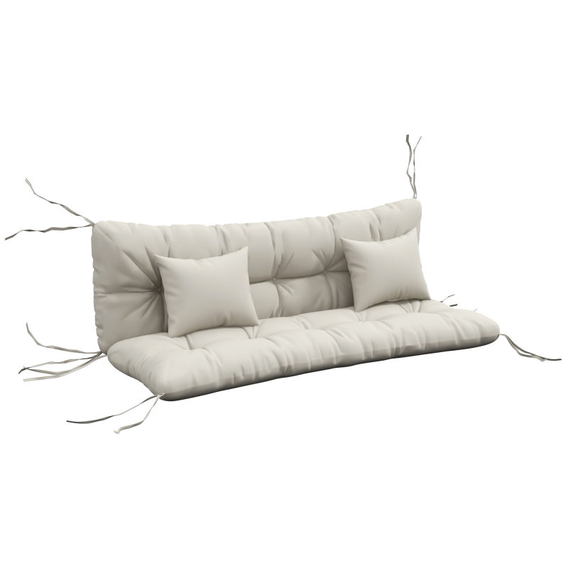 Outsunny 4er-Set Sitzkissen, 150x50 cm wasserabweisend Stuhlkissen mit Bindebänder, Geknüpftem Design 10cm dick Polsterauflage für Schaukel, Sitzpolster für Haus, Garten, Sofa, Cremeweiß Aosom – Bild 1 von 2
