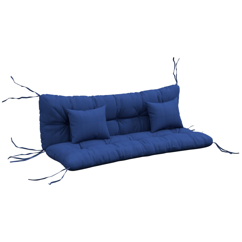 Outsunny 4er-Set Sitzkissen, 150x50 cm wasserabweisend Stuhlkissen mit Bindebänder, Geknüpftem Design 10cm dick Polsterauflage für Schaukel, Sitzpolster für Haus, Garten, Sofa, Marineblau Aosom – Bild 1 von 2