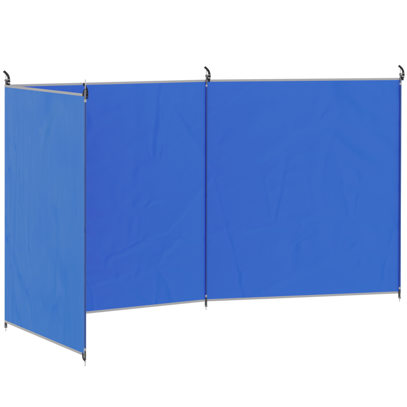 Outsunny Windschutz Camping Sichtschutz mit 4 Stahlstangen Tragetasche Windfang Zaun Strandwindschutz Strandschutz für Camping Garten, Strand, Terrasse 540 x 150 cm Blau Aosom – Bild 1 von 2