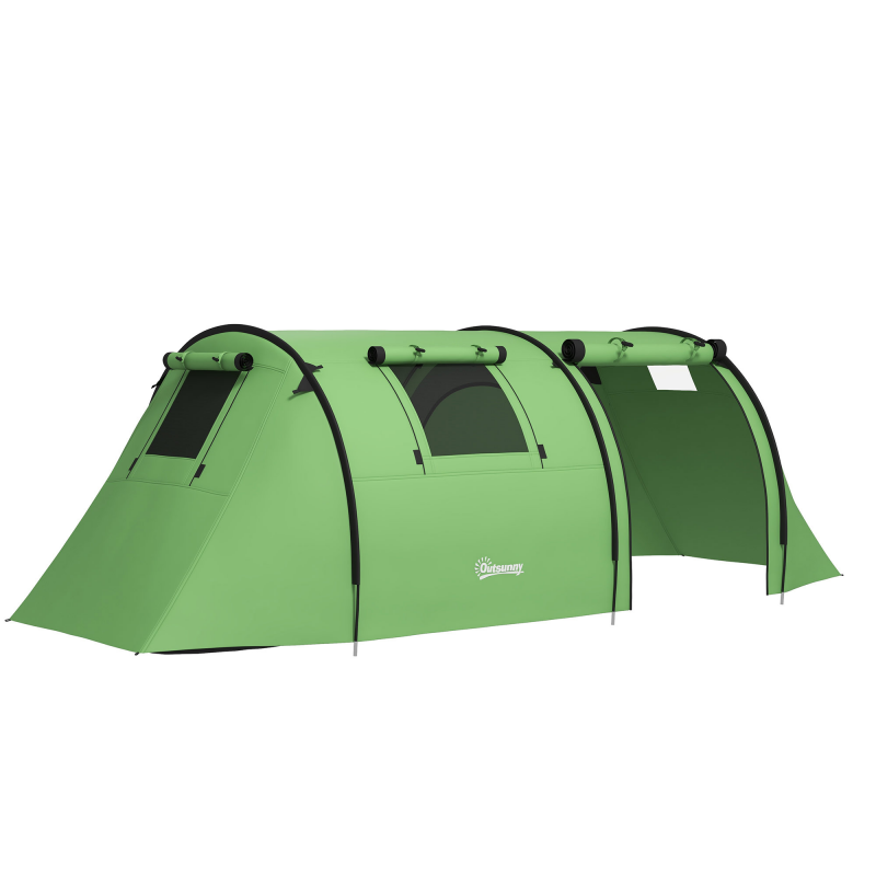 Outsunny Campingzelt für 3-4 Personen stabil wasserdicht Familienzelt mit Schlafzimmer Wohnzimmer, Kuppelzelt mit 3000mm Wassersäule Tunnelzelt Zelt für Camping Reise, Dunkelgrün Aosom – Bild 1 von 2