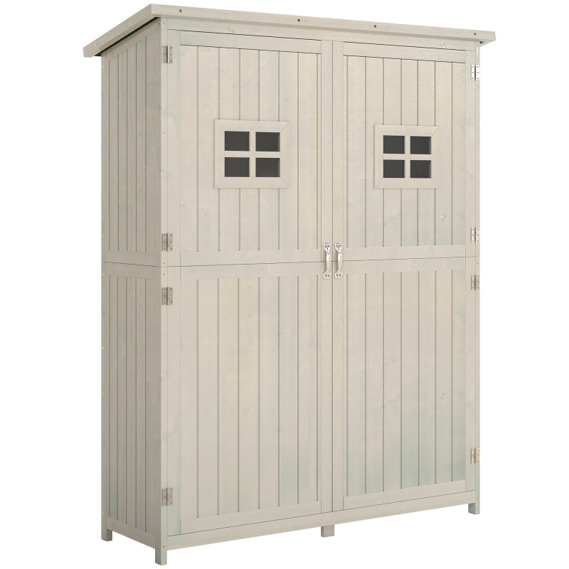 Outsunny Gartenschrank Holz Geräteschuppen wetterfest Pultdach für Gartenwerkzeug Grau 1275x500x164cm Aosom.de – Bild 1 von 2