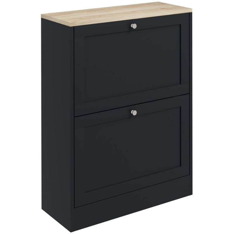 HOMCOM Schuhschrank für 12 Paar, schmaler moderner Schuhschrank mit 2 Klappfächern und verstellbaren Einlegeböden, für Flur und Eingang, 60 x 23,5 x 80 cm, Schwarz Aosom – Bild 1 von 2