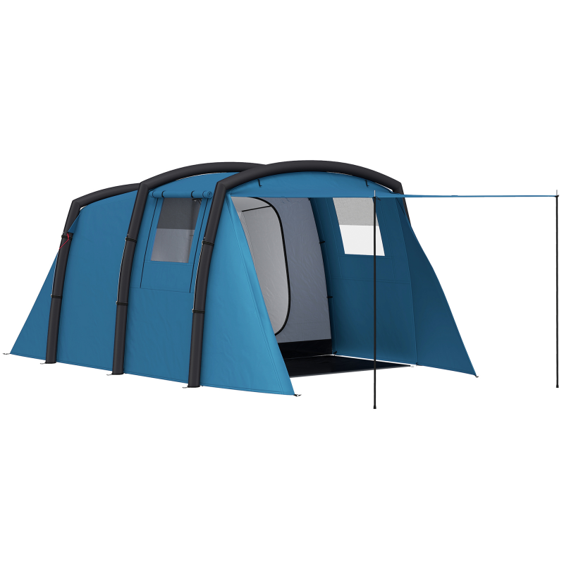 Outsunny Aufblasbares Campingzelt 3-6 Personen Outdoor Tunnelzelt mit Fenstern Tür Bodenplane Aufbewahrungstasche Luftträger Familienzelt UV50+ Luftzelt für 3 Jahreszeiten Winddicht Glamping Zelt Aosom – Bild 1 von 2