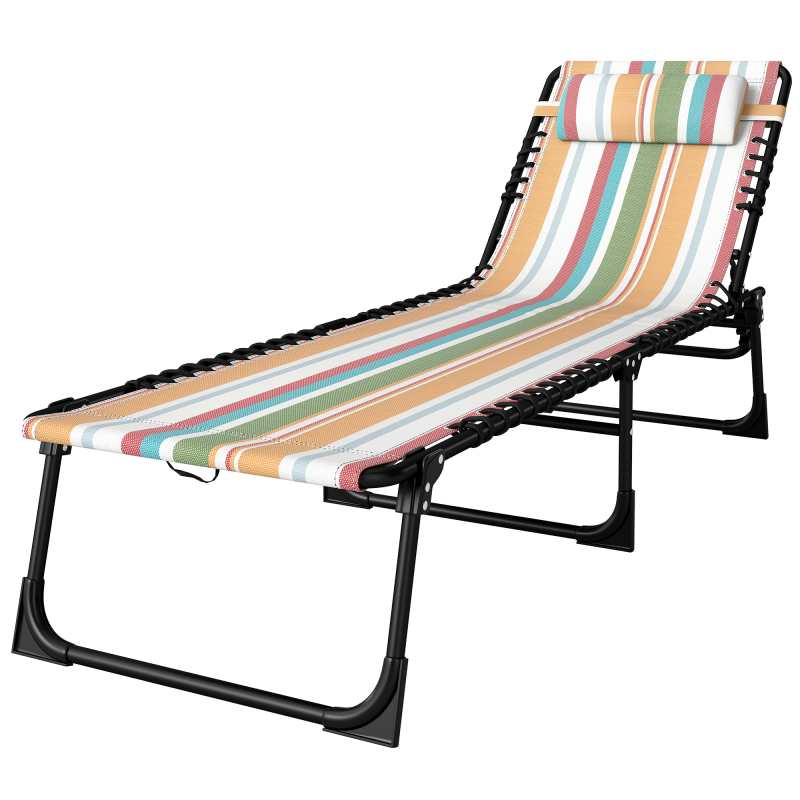 Outsuuny Sonnenliege klappbar Gartenliege, Liegestuhl mit 4-Fach verstellbare Rückenlehne, wetterfeste Campingliege bis 120 kg belastbar, für Garten Strand Pool, Mehrfarbig Aosom – Bild 1 von 2