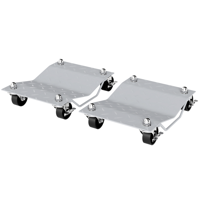 DURHAND Rangierheber 2 Stück Rangierhilfe für Reifenwechsel Wagenheber mit 4 Rollen Grau 40,5x30x13,5cm für Auto & Werkstatt Aosom.de – Bild 1 von 2