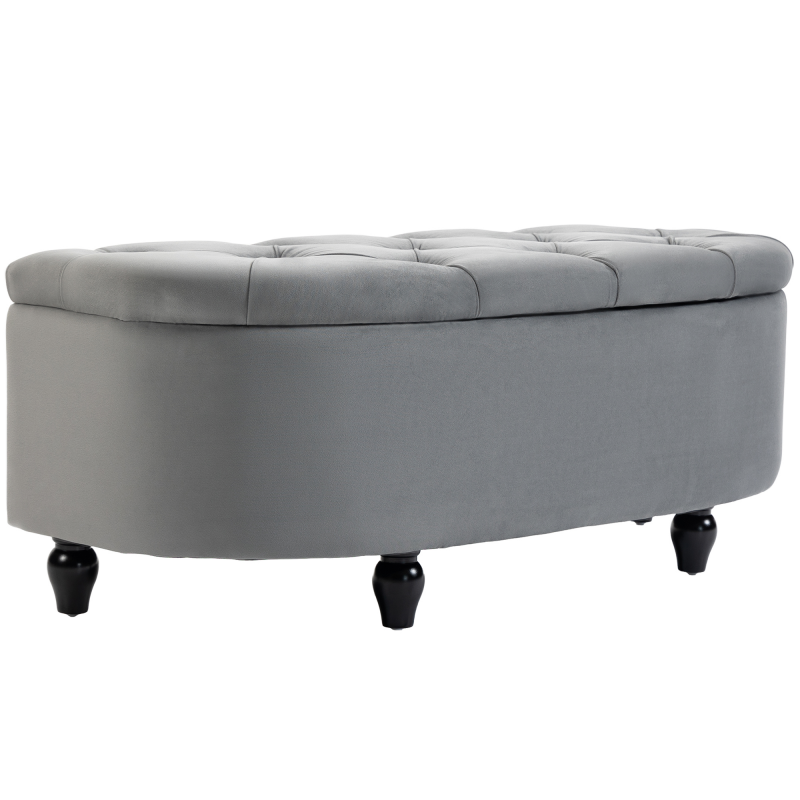HOMCOM Sitzbank mit Stauraum und offenem Deckel, Polsterbank aus Velvet-Touch, Gummiholz, dunkelgrau, 120x46x42cm für Schlafzimmer & Flur Aosom.de – Bild 1 von 2