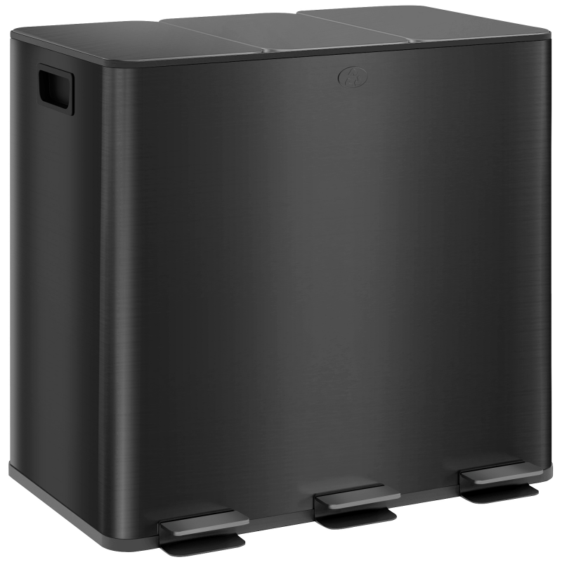 HOMCOM Mülleimer 3 x 15L Treteimer mit Deckel und Fußpedal, Edelstahl Abfalleimer mit Inneneimer für Wohnzimmer & Büro 61,9 x 36,6 x 43,2 cm Aosom.de – Bild 1 von 2