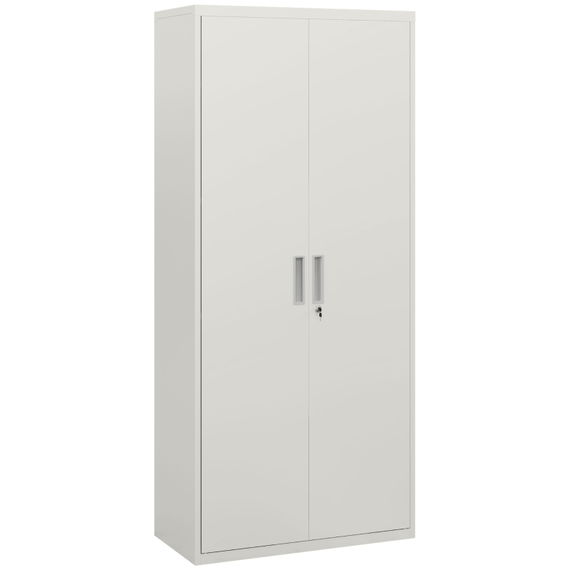 HOMCOM Aktenschrank, Büroschrank mit 2 Türen, 5 Ebenen Mehrzweckschrank mit verstellbarer Ablage, Aufbewahrungsschrank aus Stahl, für Arbeitszimmer, Wohnzimmer, Weiß Aosom – Bild 1 von 2
