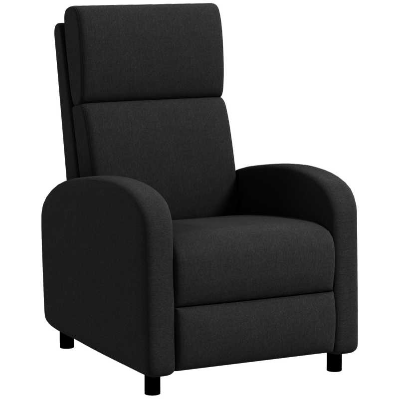 HOMCOM Relaxsessel, Fernsehsessel mit Liegefunktion, gepolstert, Sessel mit verstellbarer Rückenlehne, Ruhesessel in Leinenoptik, Fußteil, für Wohnzimmer Schlafzimmer, Schwarz Aosom – Bild 1 von 2
