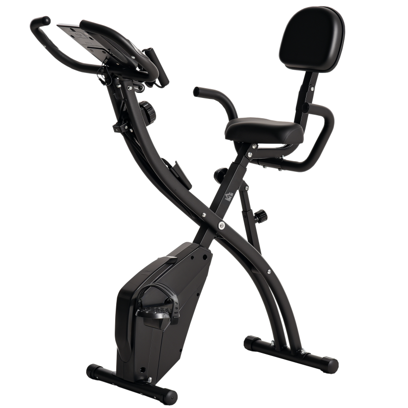 HOMCOM Heimtrainer, 2-in-1 Fahrradtrainer, Hometrainer, klappbarer Trimmrad mit 8 stufig einstellbarem Magnetwiderstand, 1 Paar Spannseil Aosom – Bild 1 von 2