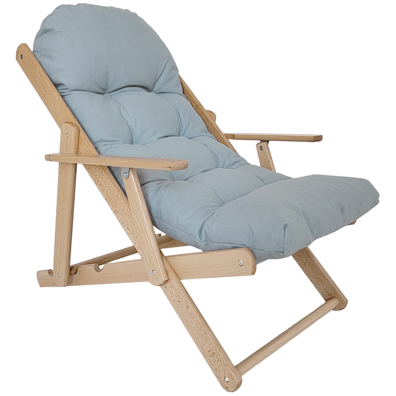 HOMCOM Relaxsessel Klappbar Polstersessel, Ruhesessel, Relaxstuhl, Esszimmerstuhl mit Leinenoptik für Wohnzimmer, Buchenholz, 71 x 89 x 96 cm Hellgrau Aosom – Bild 1 von 2