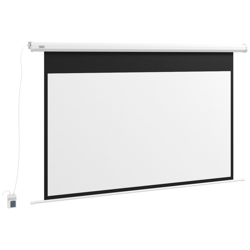HOMCOM Beamer Leinwand 186 x 105 cm 84 Zoll 16:9 HD 4K Elektrische Projektionsleinwand Motor Leinwand mit Fernbedienung für Heimkino oder Büro-Präsentationen Aosom – Bild 1 von 2