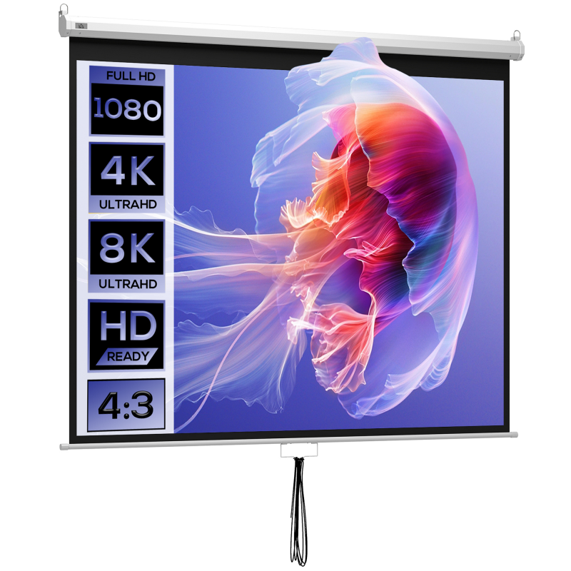 HOMCOM Beamer Leinwand 203 x 152 cm 100 Zoll 4:3/ 16:9 Projektionsleinwand Manuell Rollo-Leinwand für Heimkino Büro-Präsentationen Aosom – Bild 1 von 2