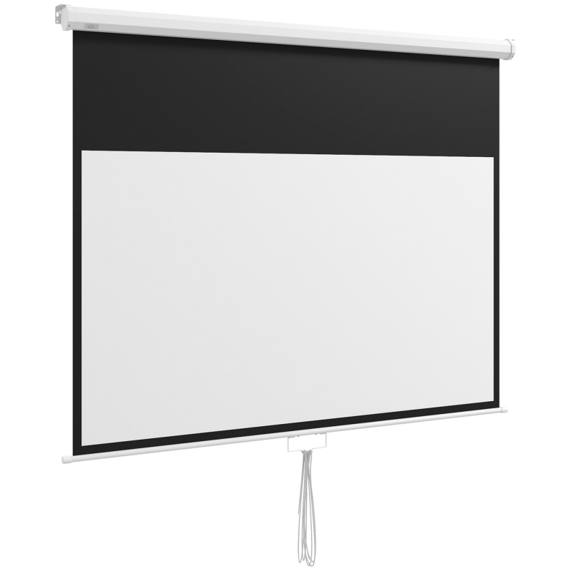HOMCOM Beamer Leinwand 172 x 96 cm manuell, Rollleinwand für 4K HD, Filmleinwand für Heimkino und Präsentationen, weiß Aosom.de – Bild 1 von 2