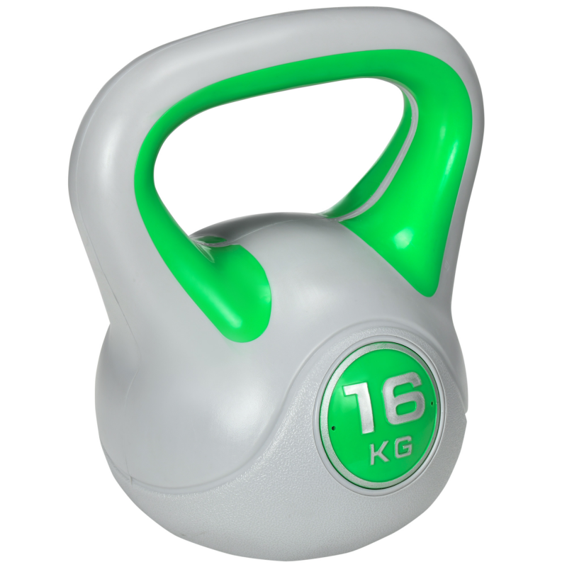 SPORTNOW Kettlebell 16 KG, Bodenschonende Kugelhantel, Schwunghantel Gewichtkugel für freies Gewichtstraining, Krafttraining, Gewichtheben, Ausdauer, Fitness, Grün Aosom – Bild 1 von 2