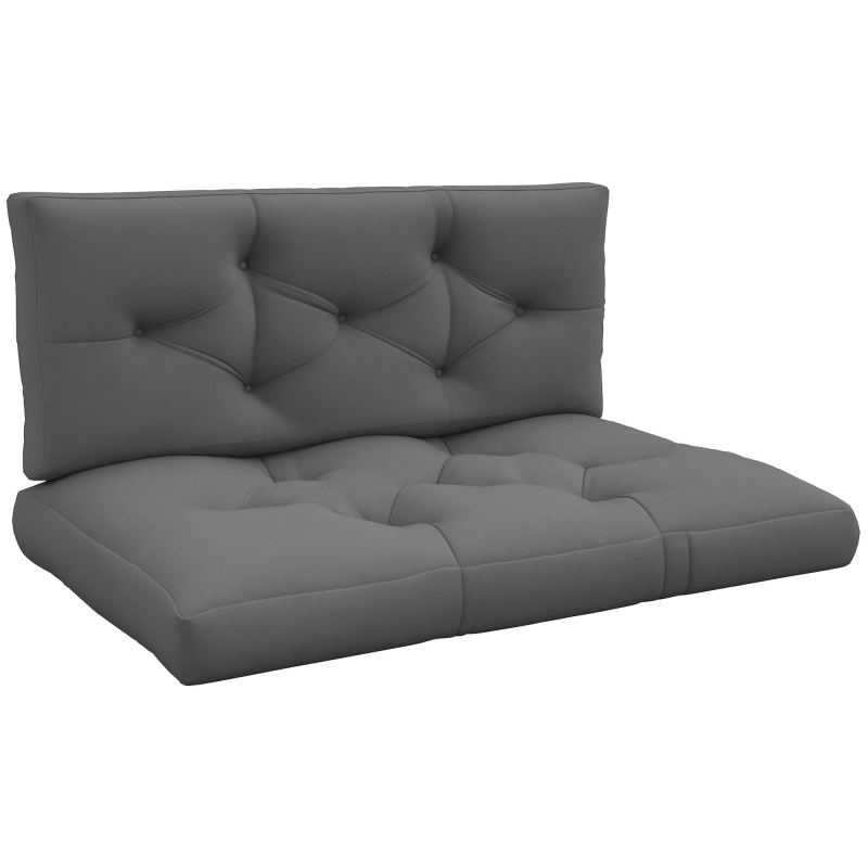 Outsunny 2 Sitzer Palettenkissen 120cm x 80cm x 12cm Bankauflage mit UV-Schutz Sitzkissen Polsterauflage wasserabweisend Gartenbankauflage für Palettensofa, Balkon Dunkelgrau Aosom – Bild 1 von 2