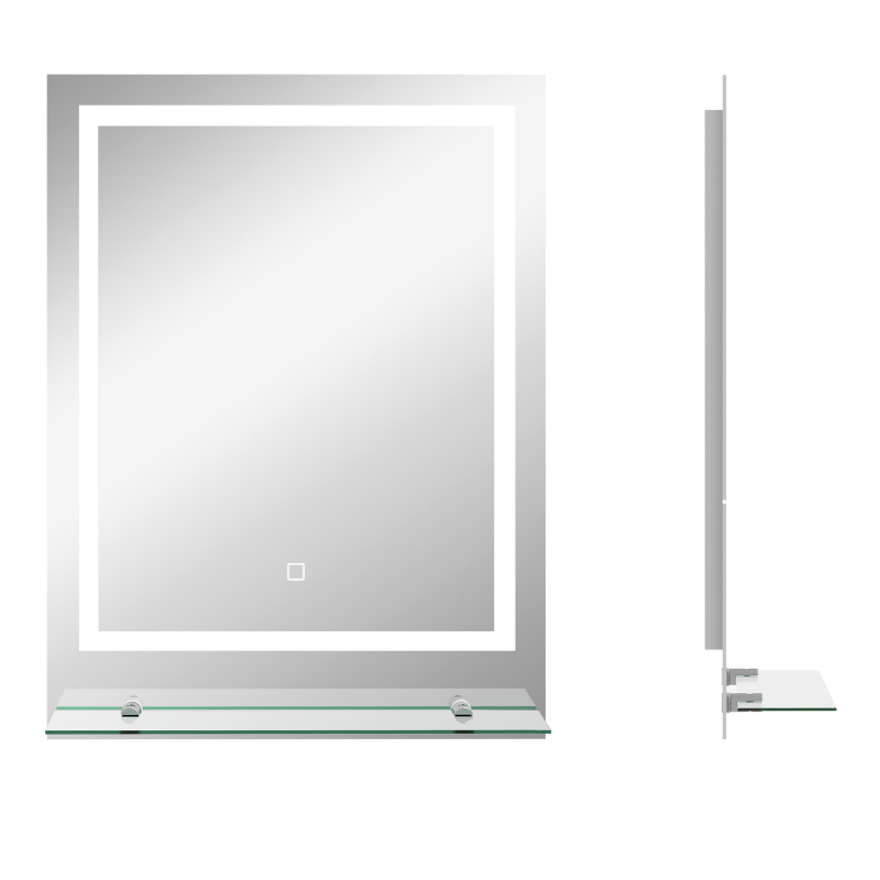 kleankin Badspiegel mit Beleuchtung, Wandspiegel mit 3 Lichtfarben, IP44 Lichtspiegel mit Touch-Schalter, Memory-Funktion, Badezimmerspiegel mit Anti-Beschlag, 70 x 50 cm Aosom – Bild 1 von 2