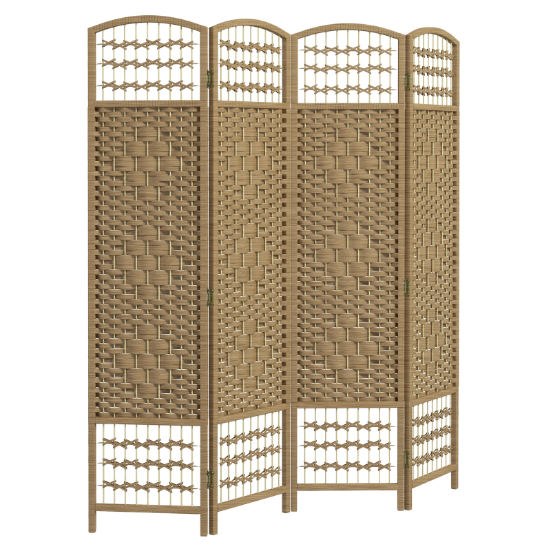 HOMCOM Paravent aus Holz 160 x 170 cm, faltbarer Raumteiler 4 Paneele Trennwand für Schlafzimmer Zuhause, Naturholz Aosom – Bild 1 von 2