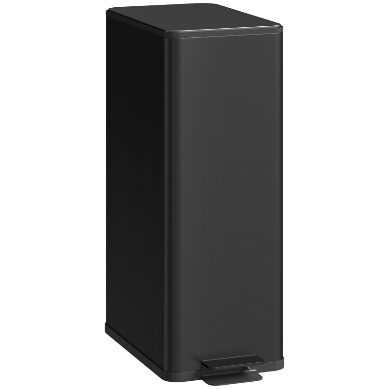 HOMCOM Mülleimer 20 L Treteimer mit Softclose-Deckel und Pedal Abfalleimerinkl. Inneneimer Abfallsammler, Edelstahl für Bad, Schlaf- oder Wohnzimmer, Schwarz, 21,5 x 37,2 x 57 cm Aosom – Bild 1 von 2