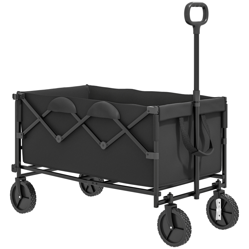 Outsunny Gartenwagen 100 kg belastbar klappbar Erweiterter Transportwagen mit herausnehmbare Plane Griff Rädern Bollerwagen Handwagen Gartenkarre 160 Liter Gerätewagen für Haus, Garten Schwarz Aosom – Bild 1 von 2