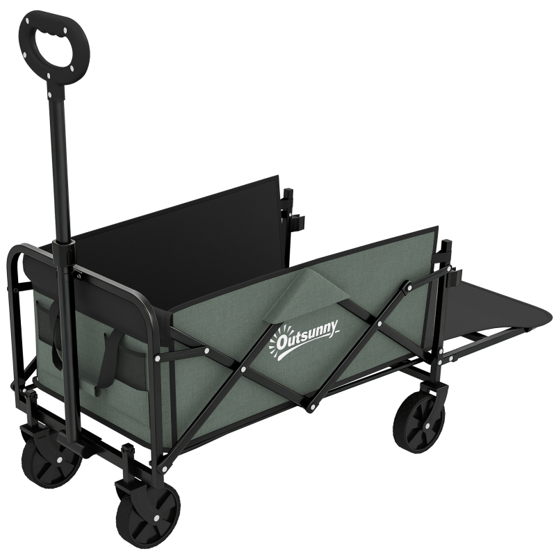 Outsunny Gartenwagen 90 kg belastbar, klappbar Transportwagen mit herausnehmbare Plane, Griff, Rädern, Lenkachse, Bollerwagen Handwagen Gartenkarre 72 Liter Gerätewagen für Haus Garten, Grün Aosom – Bild 1 von 2
