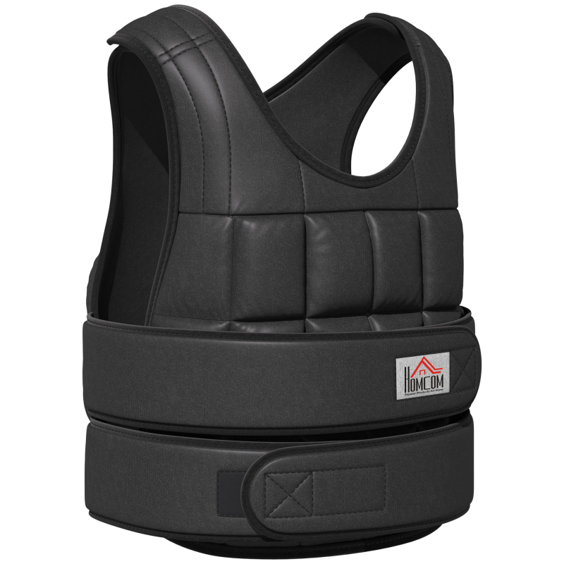 HOMCOM Gewichtsweste 30 kg verstellbar mit 35 Gewichtssäcken für Krafttraining aus Oxford Metall Schwarz 60x50cm Aosom.de – Bild 1 von 2