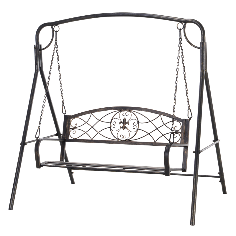 Outsunny Gartenschaukel für 2 Personen, Hollywoodschaukel aus Metall in Bronze, 167 x 123 x 175 cm, ideal für Garten & Terrasse Aosom.de – Bild 1 von 2