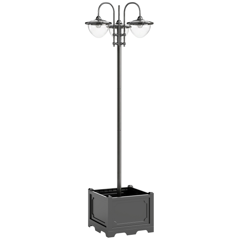 Outsunny Solarleuchte Gartenlicht 3-köpfige Lampe mit Blumentopf-Basis, Wasserdicht, Edelstahl, 60x55x189cm Aosom – Bild 1 von 2