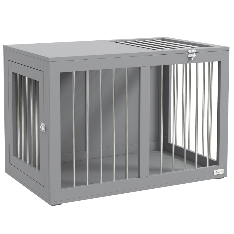 PawHut Hundebox für Zuhause, Hundehütte, für mittelgroße Hunde, Hundebox mit Türen, Hundehaus, Transportbox, 80 x 50 x 56,5 cm Aosom – Bild 1 von 2