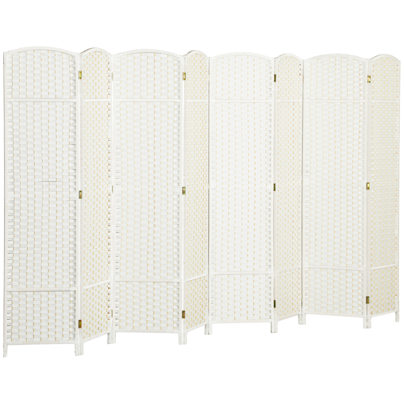 HOMCOM Paravent 8-teilig 320 x 170 cm Raumteiler Faltbar Trennwand aus Kiefernholz, Sichtschutz Raumtrenner Stellwand für Schlafzimmer Wohnzimmer Weiß Aosom – Bild 1 von 2