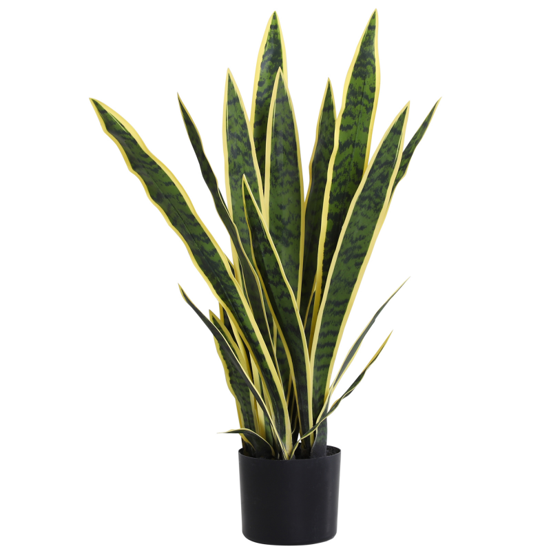 Outsunny Künstliche Schlangenpflanze groß 77 cm Kunstpflanze, künstliche Pflanzen im Topf, Fake Plant wie echt für Wohnzimmer Schlafzimmer Büro Garten Moderne Dekoration Geschenk Aosom – Bild 1 von 2