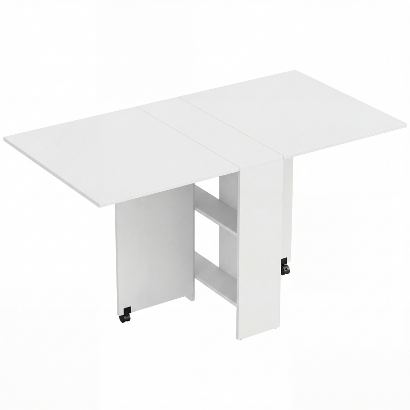 HOMCOM Esstisch Klapptisch Schreibtisch Beistelltisch Tisch Ablagefläche Holz Weiß 80 x 140 x 74 cm Aosom – Bild 1 von 2