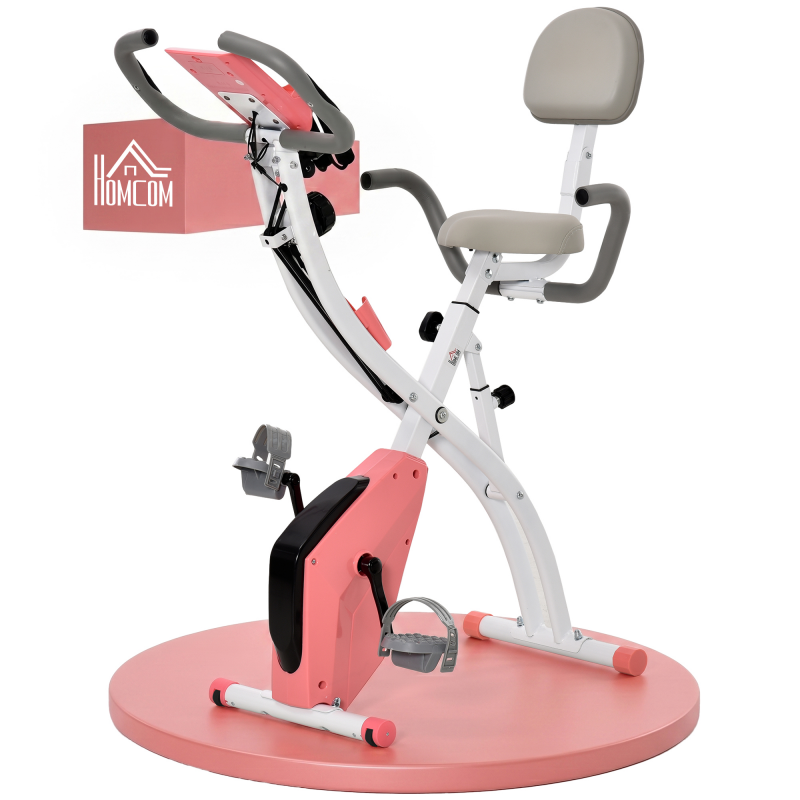 HOMCOM 2-in-1 Fahrradtrainer indoor, faltbar, mit LCD-Monitor, Telefonhalter, verstellbarem Widerstand, ABS, 97x51x115 cm, Rosa Aos – Bild 1 von 2