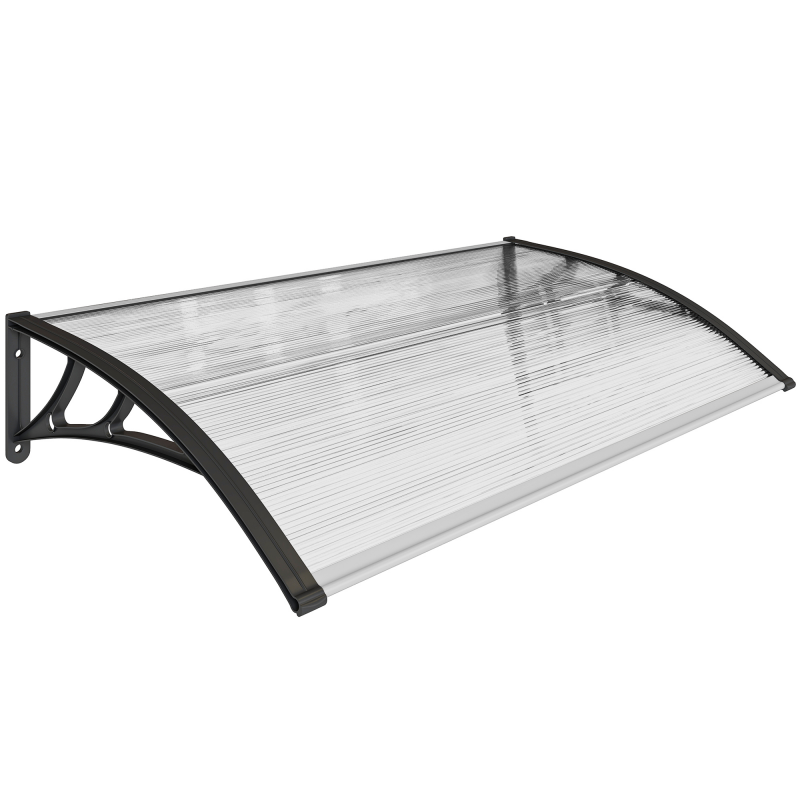 Outsunny Pultvordach Vordach für Haustür 110 x 60 x 18 cm Überdachung mit UV Schutz, Regenschutz Sonnenschutz für draußen Aluminium-Verbindungstangen Schwarz Aosom – Bild 1 von 2