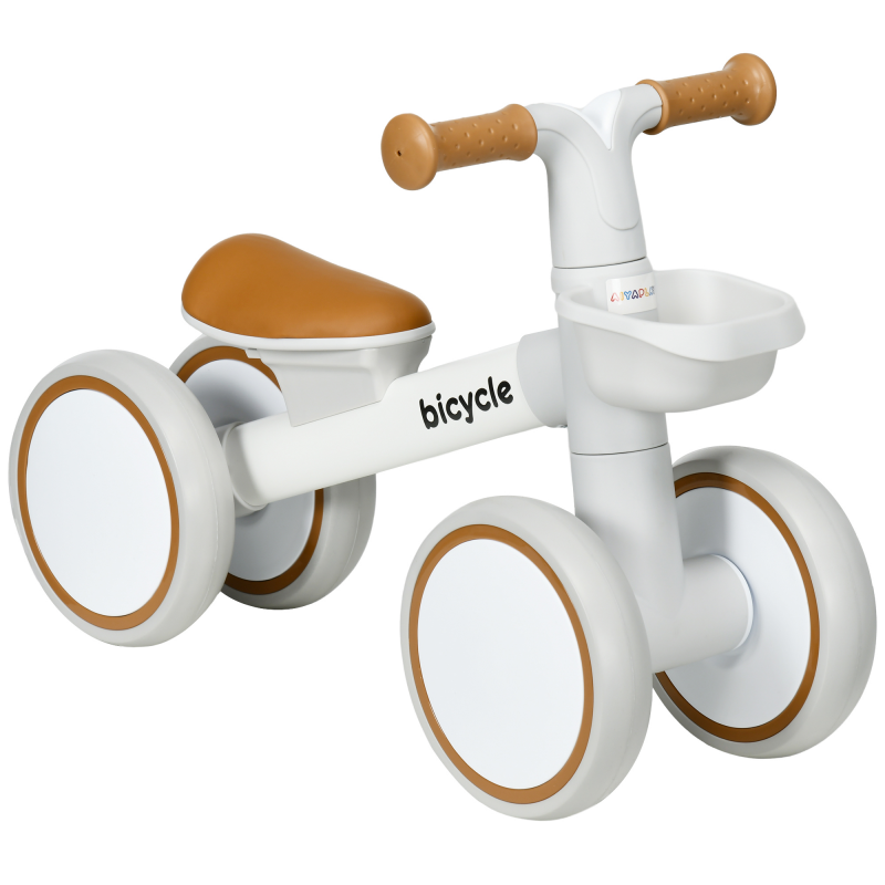 AIYAPLAY Kinder Laufrad Balance Bike ab 1 Jahr, rutschfest mit TPU-Rädern, keine Schrauben, ideales Geschenk für Jungen & Mädchen, Braun-Weiß 56x27x39 cm Aosom.de – Bild 1 von 2