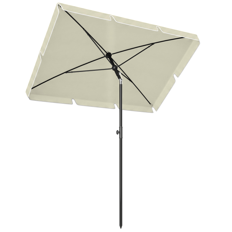 Outsunny Sonnenschirm UV-Schutz Gartenschirm knickbar, perfekt für Balkon & Strand, Cremeweiß & Schwarz Aosom – Bild 1 von 2