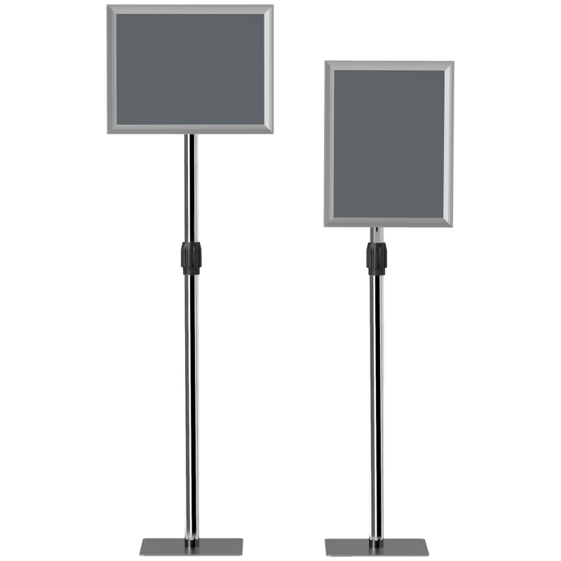 HOMCOM A3 Plakathalter, höhenverstellbarer Displayständer, 360° drehbar, Aluminium- und Edelstahlrahmen, für Speisekarten, individuelle Schilder, Poster und Werbung, Silber Aosom – Bild 1 von 2