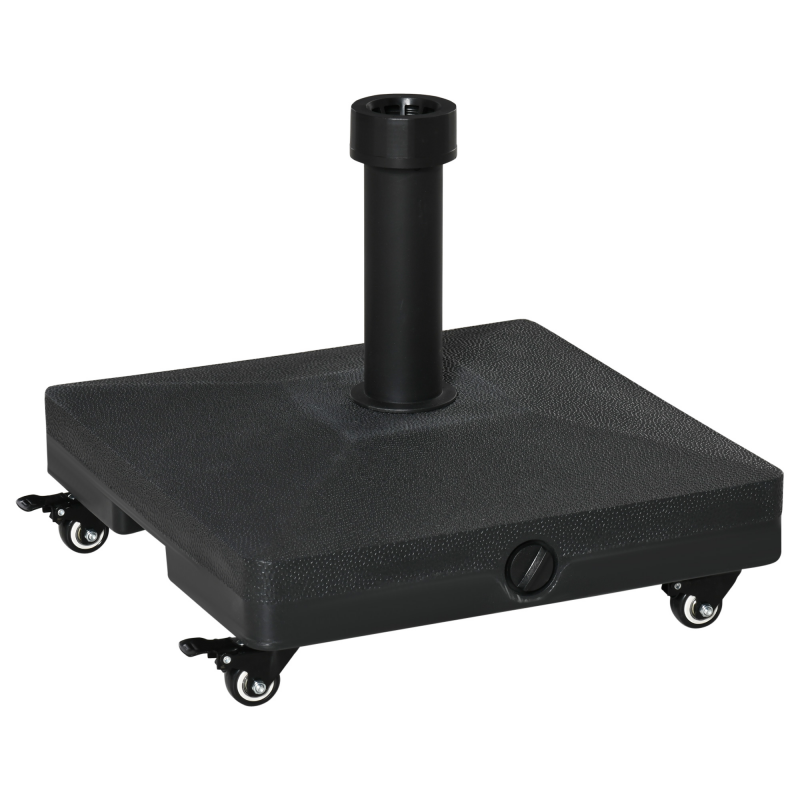 Outsunny Sonnenschirmständer mit Roller, befüllbar bis 20kg, für Schirmstangen 38/48mm, ideal für Garten Terrasse Balkon, Schwarz 45x45cm Aosom.de – Bild 1 von 2