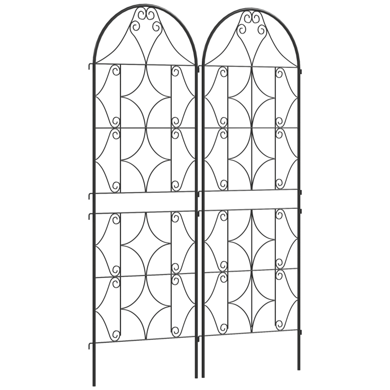 Outsunny Rankgitter Metall 2er Set zum Stecken rostfrei Rankhilfe für Kletterpflanzen 50x150 cm Garten Spalier für Zimmerpflanzen Pflanzenspalier für Tomaten Gemüse Blumen Kletterpflanzen Schwarz Aosom – Bild 1 von 2