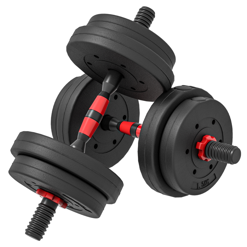 HOMCOM 2 in 1 Hanteln Set 15 kg verstellbare Kurzhantel & Langhantel professionell Dumbbell Krafttraining und Gewichtheben für Zuhause Fitness Aosom – Bild 1 von 2